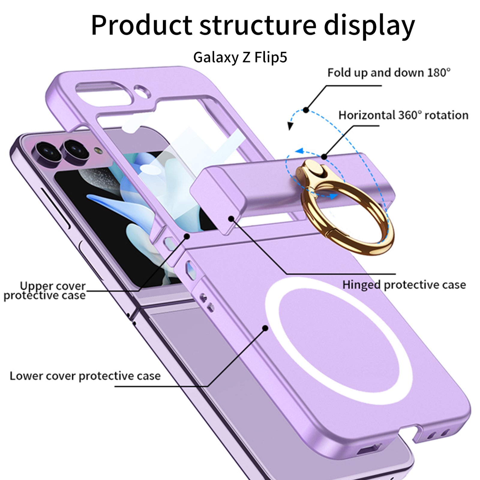 GKK til Samsung Galaxy Z Flip5 5G Kickstand Telefon Case Hængselbeskyttelse Hard PC Cover Kompatibel med MagSafe GKK til Samsung Galaxy Z Flip5 5G Kickstand Telefon Case Hængselbeskyttelse Hard PC Cover Kompatibel med MagSafe